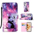 For OPPO Reno11 Pro 5G Global Colored Drawing Pattern Plain Weave Leather Phone Case(Baby Panda)