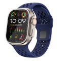 For Apple Watch Ultra 2 49mm Oval Holes Fluororubber Watch Band(Midnight Blue)