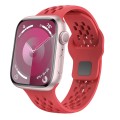 For Apple Watch Series 4 44mm Oval Holes Fluororubber Watch Band(Red)