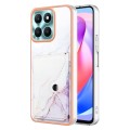 For Honor X6a Marble Pattern IMD Card Slot Phone Case(White Purple)