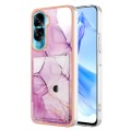 For Honor 90 Lite 5G Marble Pattern IMD Card Slot Phone Case(Pink Purple Gold)