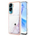 For Honor 90 Lite 5G Marble Pattern IMD Card Slot Phone Case(White Purple)