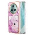 For Honor Magic5 Pro Marble Pattern IMD Card Slot Phone Case(Pink Purple Gold)