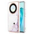 For Honor X9a / Magic5 Lite Marble Pattern IMD Card Slot Phone Case(White Purple)