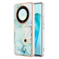 For Honor X9a / Magic5 Lite Marble Pattern IMD Card Slot Phone Case(Green)