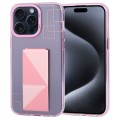 For iPhone 15 Pro Max TGVIS Art Series Folding Holder Phone Case(Pink)