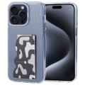 For iPhone 15 Pro TGVIS Art Series Folding Holder Phone Case(White)