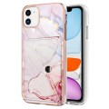 For iPhone 11 Marble Pattern IMD Card Slot Phone Case(Rose Gold)