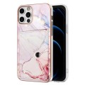 For iPhone 12 Pro Max Marble Pattern IMD Card Slot Phone Case(Rose Gold)