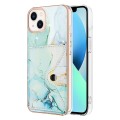 For iPhone 13 mini Marble Pattern IMD Card Slot Phone Case(Green)