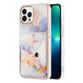 For iPhone 13 Pro Marble Pattern IMD Card Slot Phone Case(Galaxy Marble White)