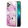 For iPhone 13 Pro Max Marble Pattern IMD Card Slot Phone Case(Pink Purple Gold)