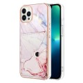 For iPhone 13 Pro Max Marble Pattern IMD Card Slot Phone Case(Rose Gold)