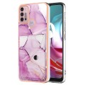 For Motorola Moto G30 / G20 / G10 / G10 Power Marble Pattern IMD Card Slot Phone Case(Pink Purple Go