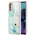 For Motorola Moto G51 5G Marble Pattern IMD Card Slot Phone Case(Green)