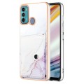 For Motorola Moto G60 / G40 Fusion Marble Pattern IMD Card Slot Phone Case(White Purple)