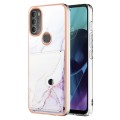 For Motorola Moto G71 5G Marble Pattern IMD Card Slot Phone Case(White Purple)