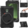For Samsung Galaxy Tab Active5 X300 Silicone Hybrid PC Tablet Case with Holder & Shoulder Strap(Blac
