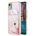 For Nokia C12 Marble Pattern IMD Card Slot Phone Case(Rose Gold)