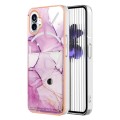 For Nothing Phone 1 Marble Pattern IMD Card Slot Phone Case(Pink Purple Gold)