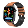 ET580 2.04 inch AMOLED Screen Sports Smart Watch Support Bluethooth Call /  ECG Function(Brown Leath