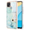For OPPO A15 / A15S Marble Pattern IMD Card Slot Phone Case(Green)