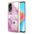 For OPPO A58 4G Marble Pattern IMD Card Slot Phone Case(Pink Purple Gold)