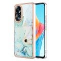 For OPPO A58 4G Marble Pattern IMD Card Slot Phone Case(Green)