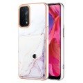 For OPPO A74 5G / A93 5G / A54 5G / A93s 5G Marble Pattern IMD Card Slot Phone Case(White Purple)