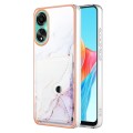 For OPPO A78 4G Marble Pattern IMD Card Slot Phone Case(White Purple)