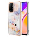 For OPPO A94 5G / A95 5G Marble Pattern IMD Card Slot Phone Case(Galaxy Marble White)