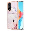 For OPPO A98 Marble Pattern IMD Card Slot Phone Case(Rose Gold)