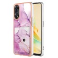 For OPPO Reno8 T 4G Marble Pattern IMD Card Slot Phone Case(Pink Purple Gold)