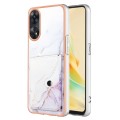 For OPPO Reno8 T 4G Marble Pattern IMD Card Slot Phone Case(White Purple)