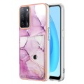 For OPPO A54s Marble Pattern IMD Card Slot Phone Case(Pink Purple Gold)
