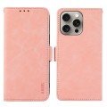 For iPhone 15 Pro Max ABEEL Frosted Magnetic RFID Leather Phone Case(Pink)