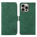 For iPhone 15 Pro Max ABEEL Frosted Magnetic RFID Leather Phone Case(Green)