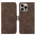For iPhone 15 Pro Max ABEEL Frosted Magnetic RFID Leather Phone Case(Brown)