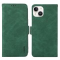 For iPhone 15 Plus ABEEL Frosted Magnetic RFID Leather Phone Case(Green)