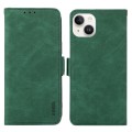 For iPhone 15 ABEEL Frosted Magnetic RFID Leather Phone Case(Green)