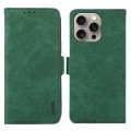 For iPhone 14 Pro ABEEL Frosted Magnetic RFID Leather Phone Case(Green)