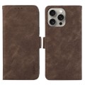 For iPhone 14 Pro ABEEL Frosted Magnetic RFID Leather Phone Case(Brown)