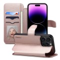 For iPhone 14 Pro Max ESEBLE E1 Nappa Texture MagSafe Holder Leather Phone Case(Rose Gold)