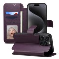 For iPhone 15 Pro ESEBLE E1 Nappa Texture MagSafe Holder Leather Phone Case(Dark Purple)