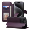 For iPhone 15 Pro Max ESEBLE E1 Nappa Texture MagSafe Holder Leather Phone Case(Dark Purple)