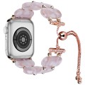 For Apple Watch Series 7 45mm Resin Retractable Chain Watch Band(Pink Flower)