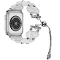 For Apple Watch 42mm Resin Retractable Chain Watch Band(Pearl White)