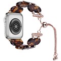 For Apple Watch 42mm Resin Retractable Chain Watch Band(Tortoiseshell)