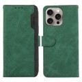 For iPhone 15 Pro ABEEL Color Block Magnetic RFID Leather Phone Case(Green-Black)