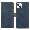 For iPhone 14 ABEEL Color Block Magnetic RFID Leather Phone Case(Blue-Brown)